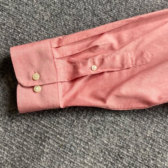 Lands End Shirt Mens 17 35 Pink Supima Cotton No Iron Pinpoint‎ Traditional Fit - Picture 7 of 13